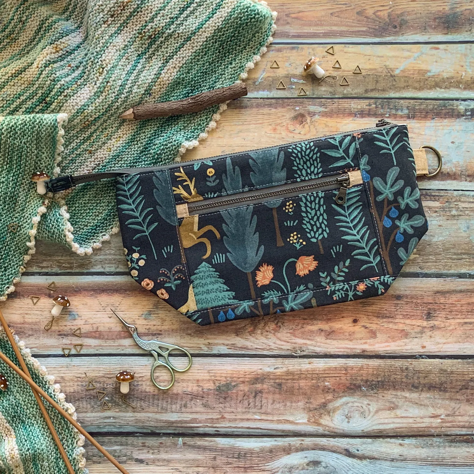 *Menagerie*- Ready to Ship- Zippered Knitting Project Bag