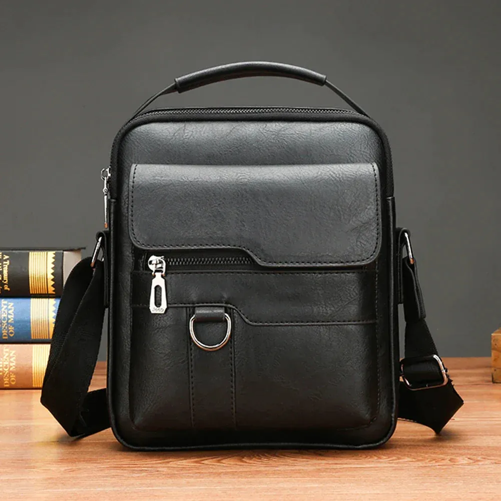 Mens Crossbody Messenger Bags Business Casual Handbag Brand New High Quality Leather Shoulder Bag For Work Casual Travel Male