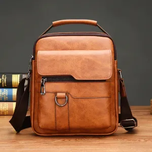 Mens Crossbody Messenger Bags Business Casual Handbag Brand New High Quality Leather Shoulder Bag For Work Casual Travel Male