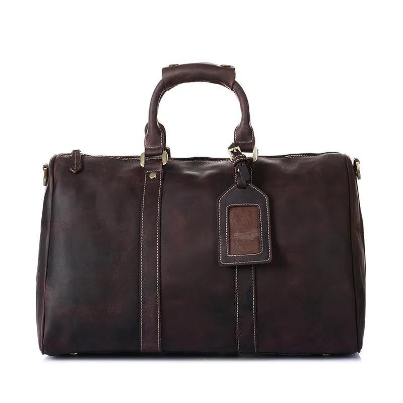 Mens Duffle Bags Top Grain Leather Travel Bag Business Travel Luggage Bag