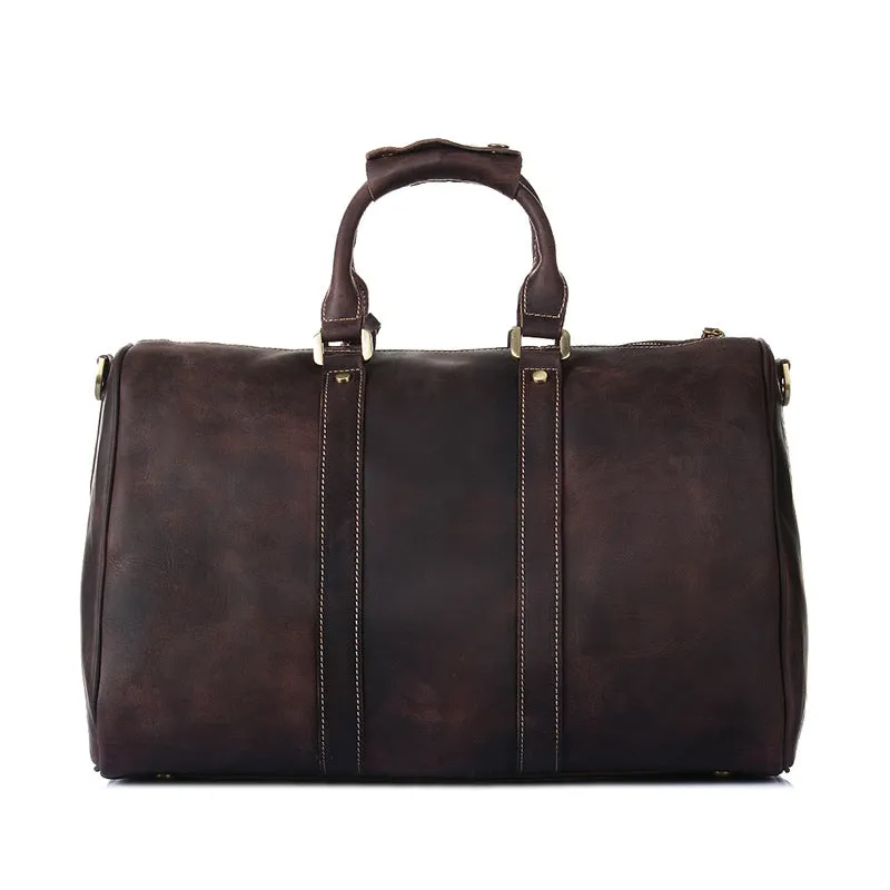 Mens Duffle Bags Top Grain Leather Travel Bag Business Travel Luggage Bag