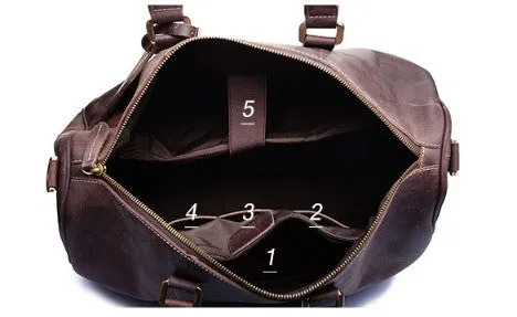 Mens Duffle Bags Top Grain Leather Travel Bag Business Travel Luggage Bag