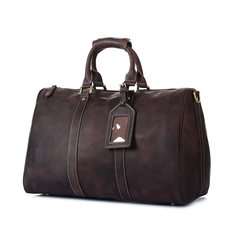 Mens Duffle Bags Top Grain Leather Travel Bag Business Travel Luggage Bag