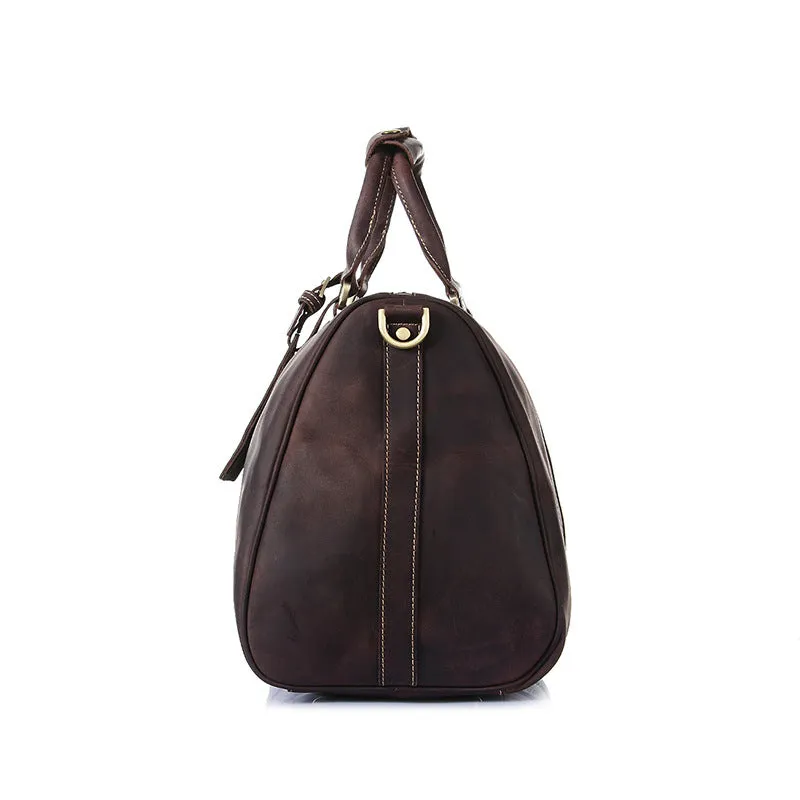 Mens Duffle Bags Top Grain Leather Travel Bag Business Travel Luggage Bag