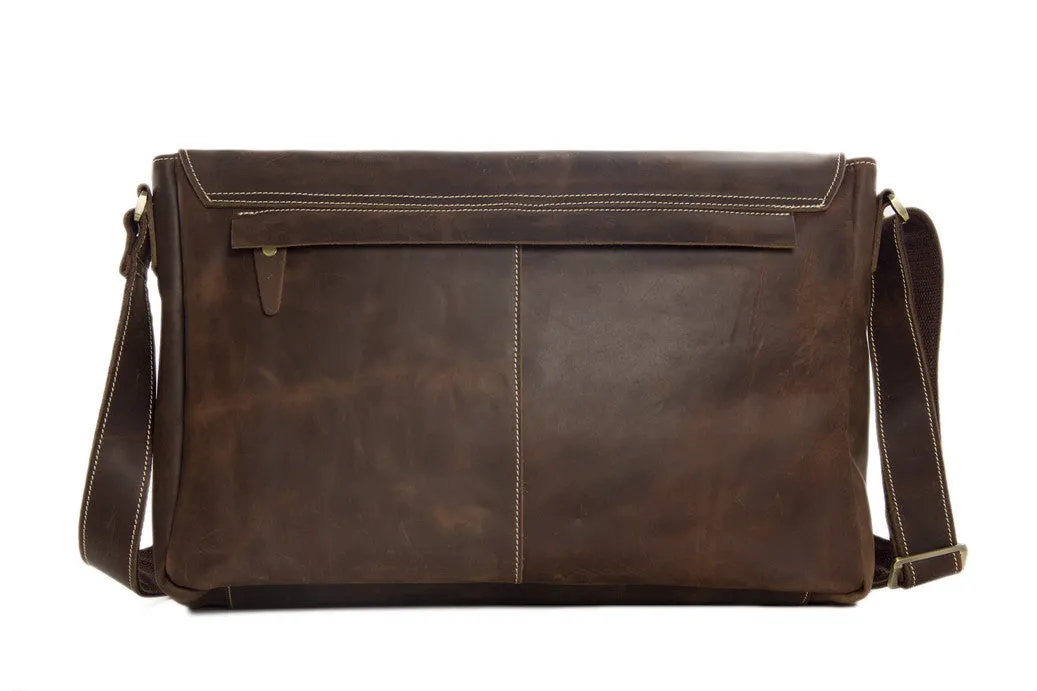 Men's Genuine Vintage Leather Messenger Shoulder Laptop Bag - Mens Leather Bags 6002LR