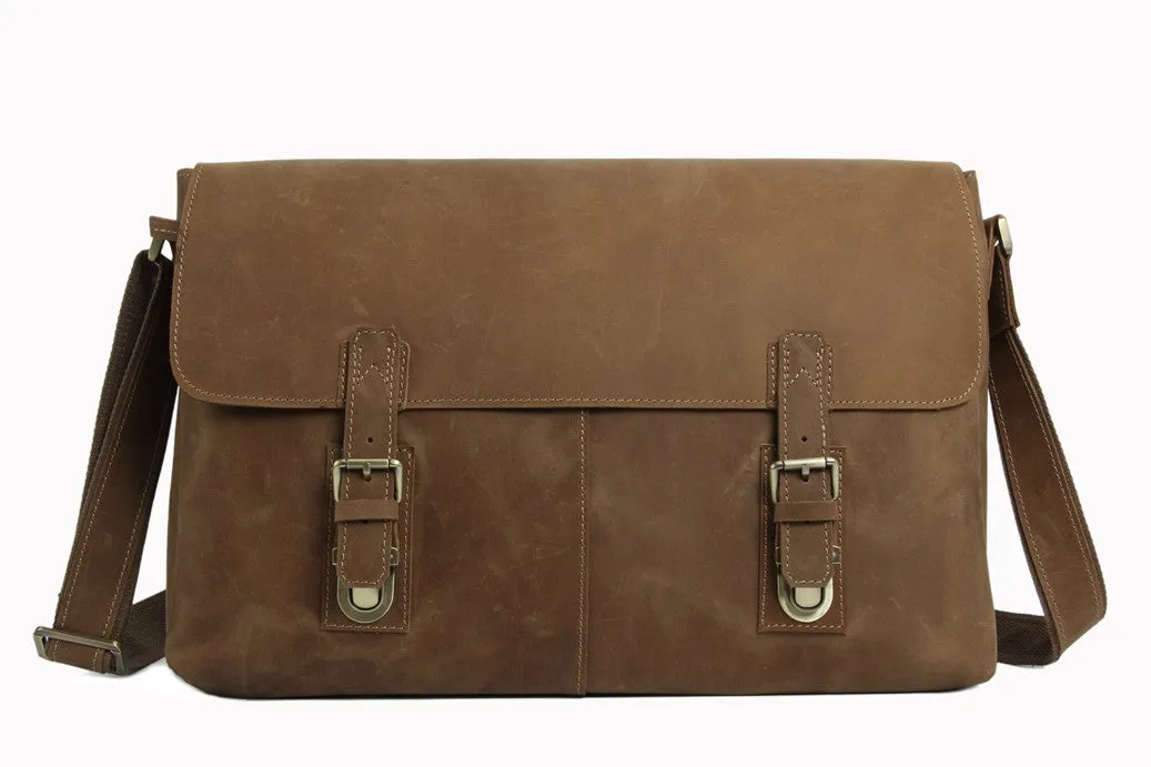 Men's Genuine Vintage Leather Messenger Shoulder Laptop Bag - Mens Leather Bags 6002LR
