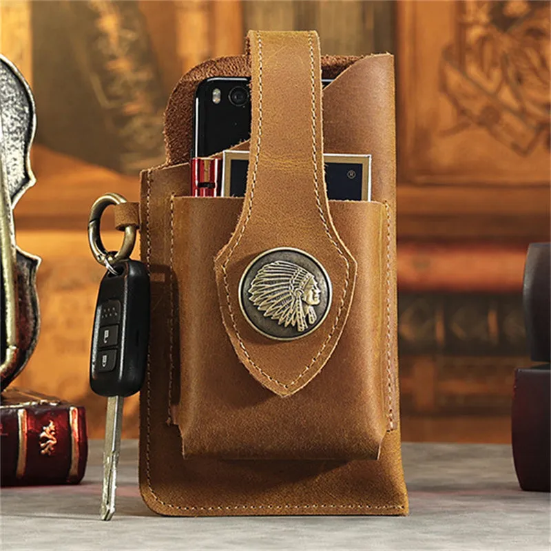 Men's Multifunctional Genuine Leather Outdoor Waist Belt Bags