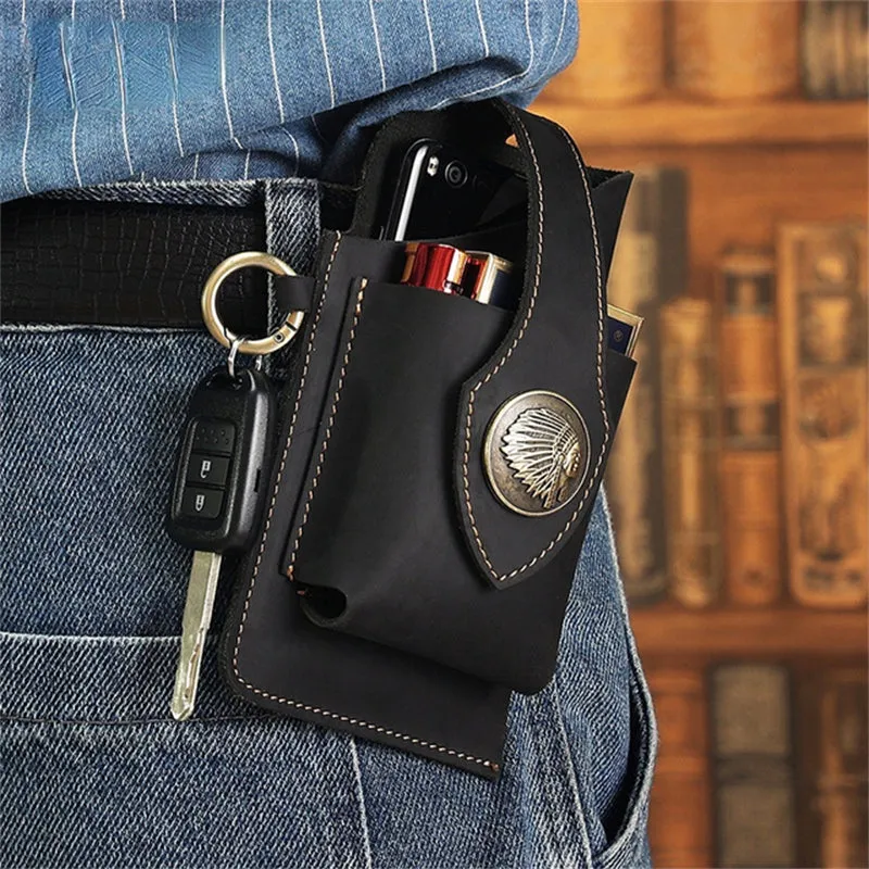 Men's Multifunctional Genuine Leather Outdoor Waist Belt Bags