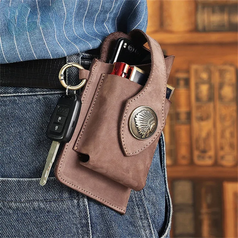 Men's Multifunctional Genuine Leather Outdoor Waist Belt Bags