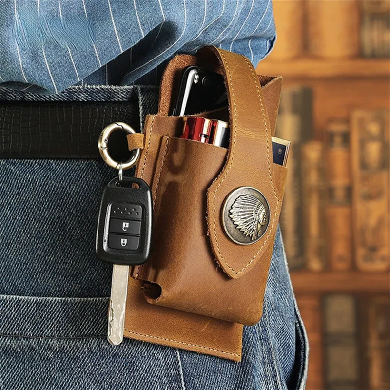 Men's Multifunctional Genuine Leather Outdoor Waist Belt Bags