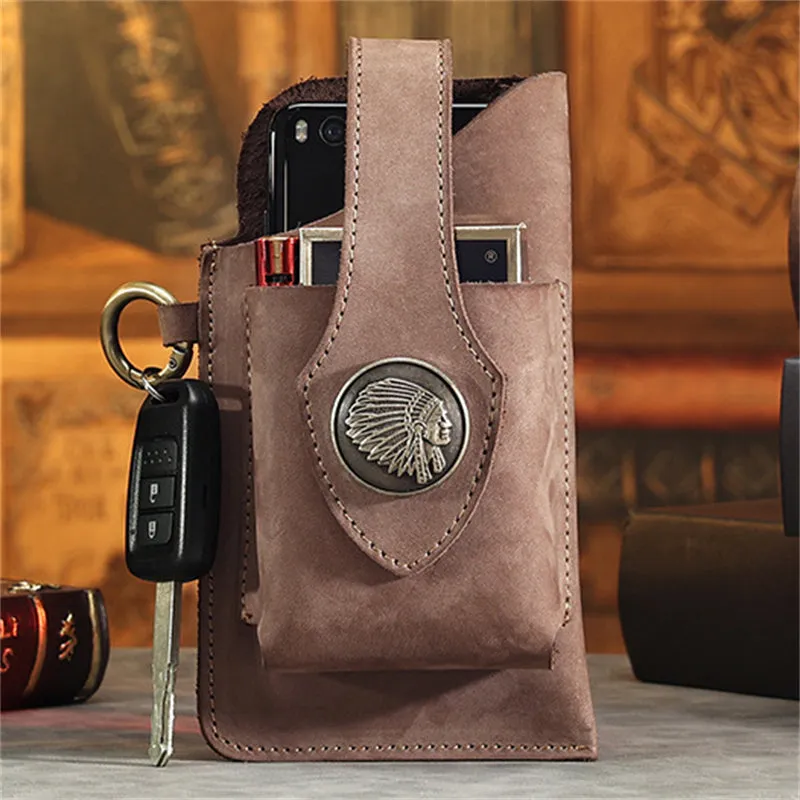 Men's Multifunctional Genuine Leather Outdoor Waist Belt Bags