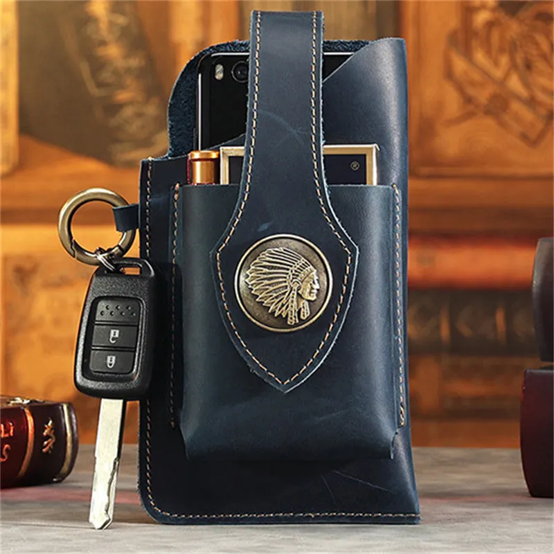 Men's Multifunctional Genuine Leather Outdoor Waist Belt Bags