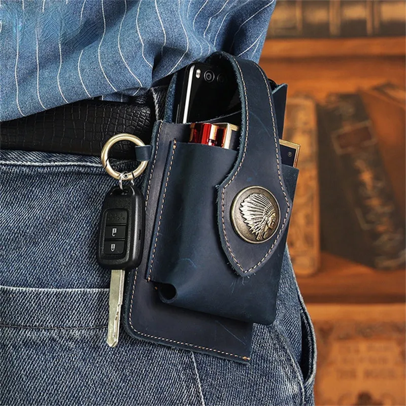 Men's Multifunctional Genuine Leather Outdoor Waist Belt Bags