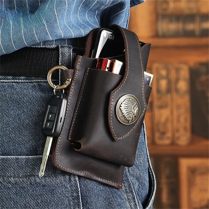 Men's Multifunctional Genuine Leather Outdoor Waist Belt Bags