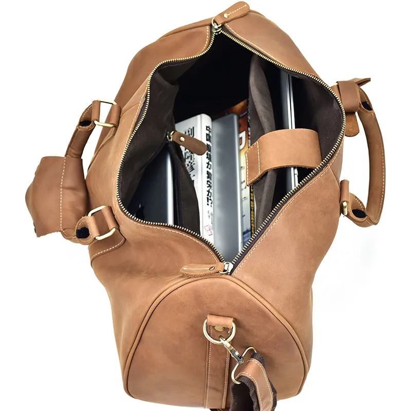 Men's Vintage Crazy Horse Leather Travel Bag