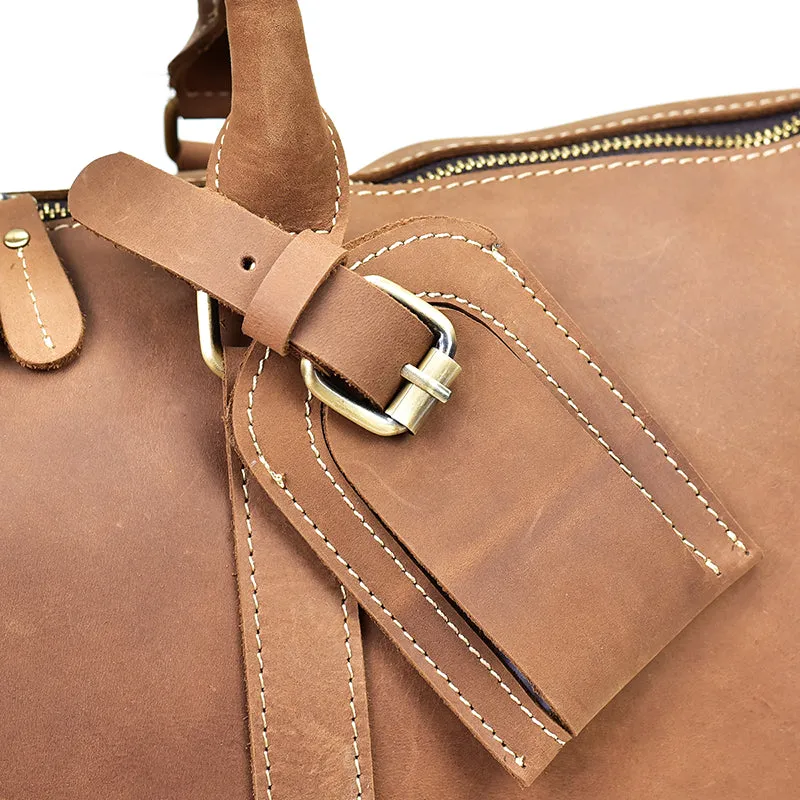 Men's Vintage Crazy Horse Leather Travel Bag