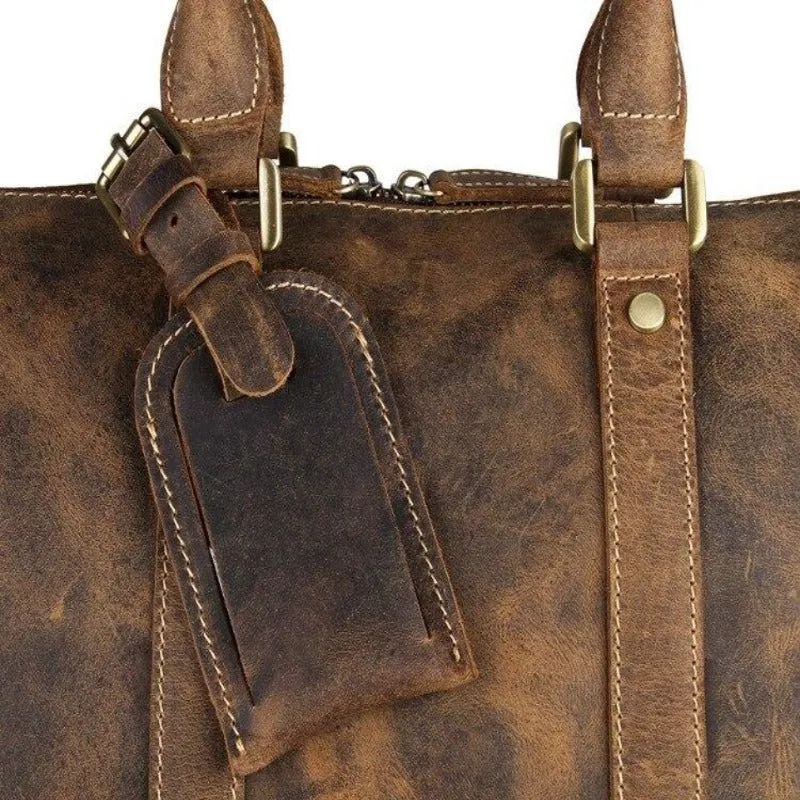 Men's Vintage Crazy Horse Leather Travel Bag