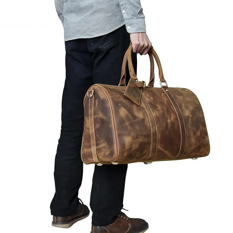 Men's Vintage Crazy Horse Leather Travel Bag