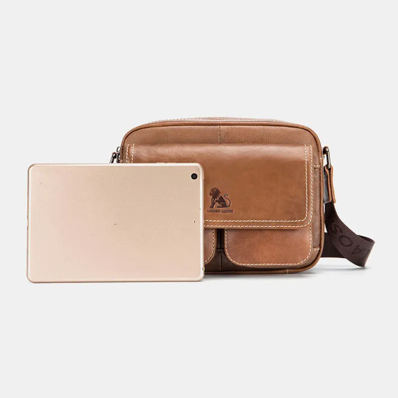 Messenger Bag For Men Leather Large Capacity Anti-theft Vintage Chest Bag
