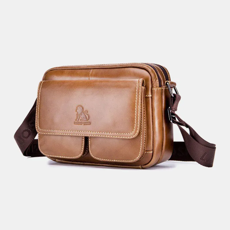 Messenger Bag For Men Leather Large Capacity Anti-theft Vintage Chest Bag