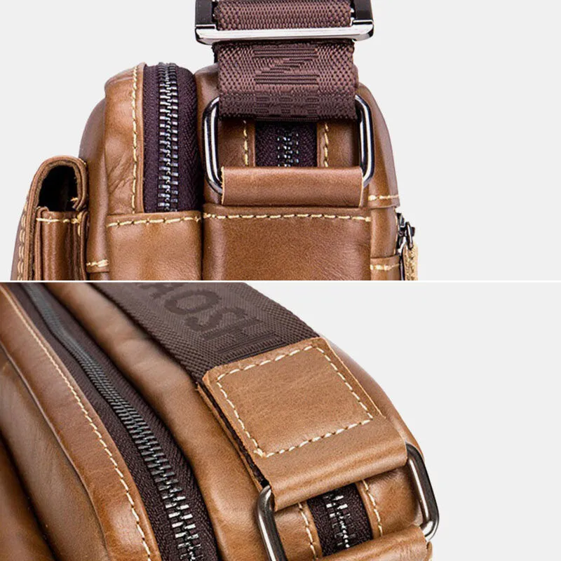 Messenger Bag For Men Leather Large Capacity Anti-theft Vintage Chest Bag