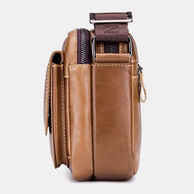 Messenger Bag For Men Leather Large Capacity Anti-theft Vintage Chest Bag