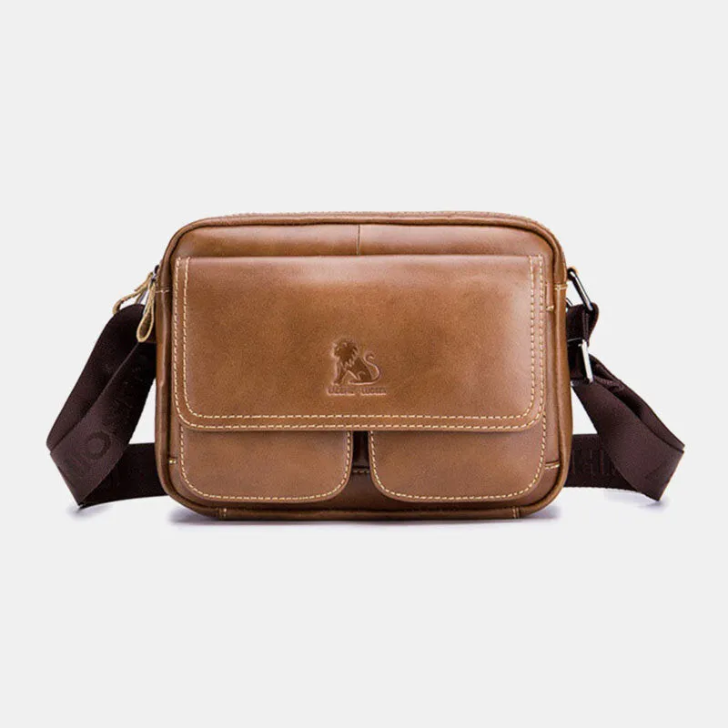 Messenger Bag For Men Leather Large Capacity Anti-theft Vintage Chest Bag