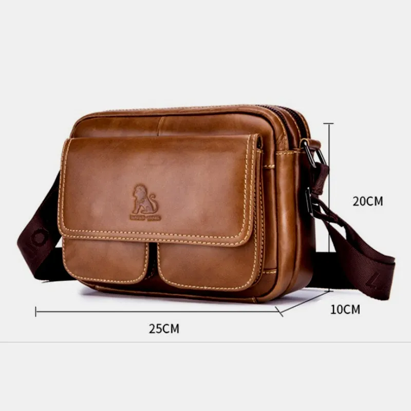 Messenger Bag For Men Leather Large Capacity Anti-theft Vintage Chest Bag