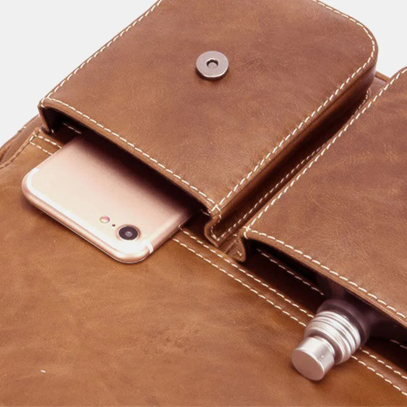 Messenger Bag For Men Leather Large Capacity Anti-theft Vintage Chest Bag