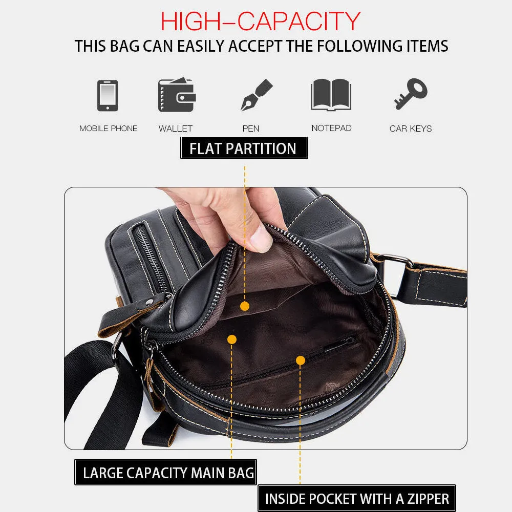 Messenger Bag For Men Vintage Mini Shoulder Bag Leather Business Bag