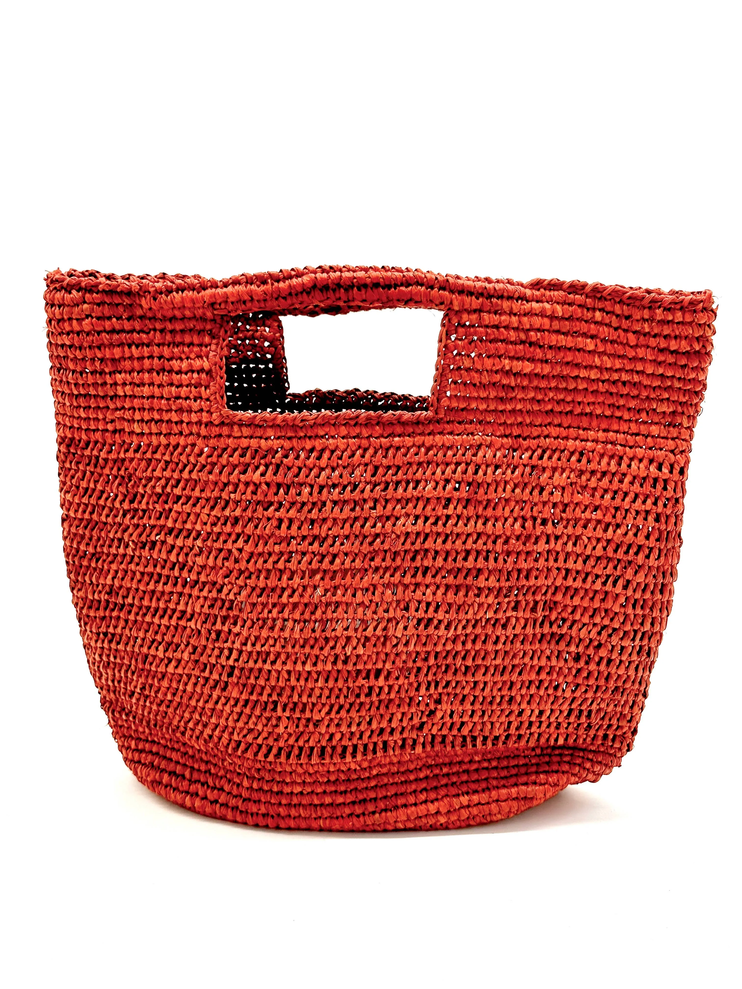 Mini ConCon Crochet Petite Straw Basket: Blush