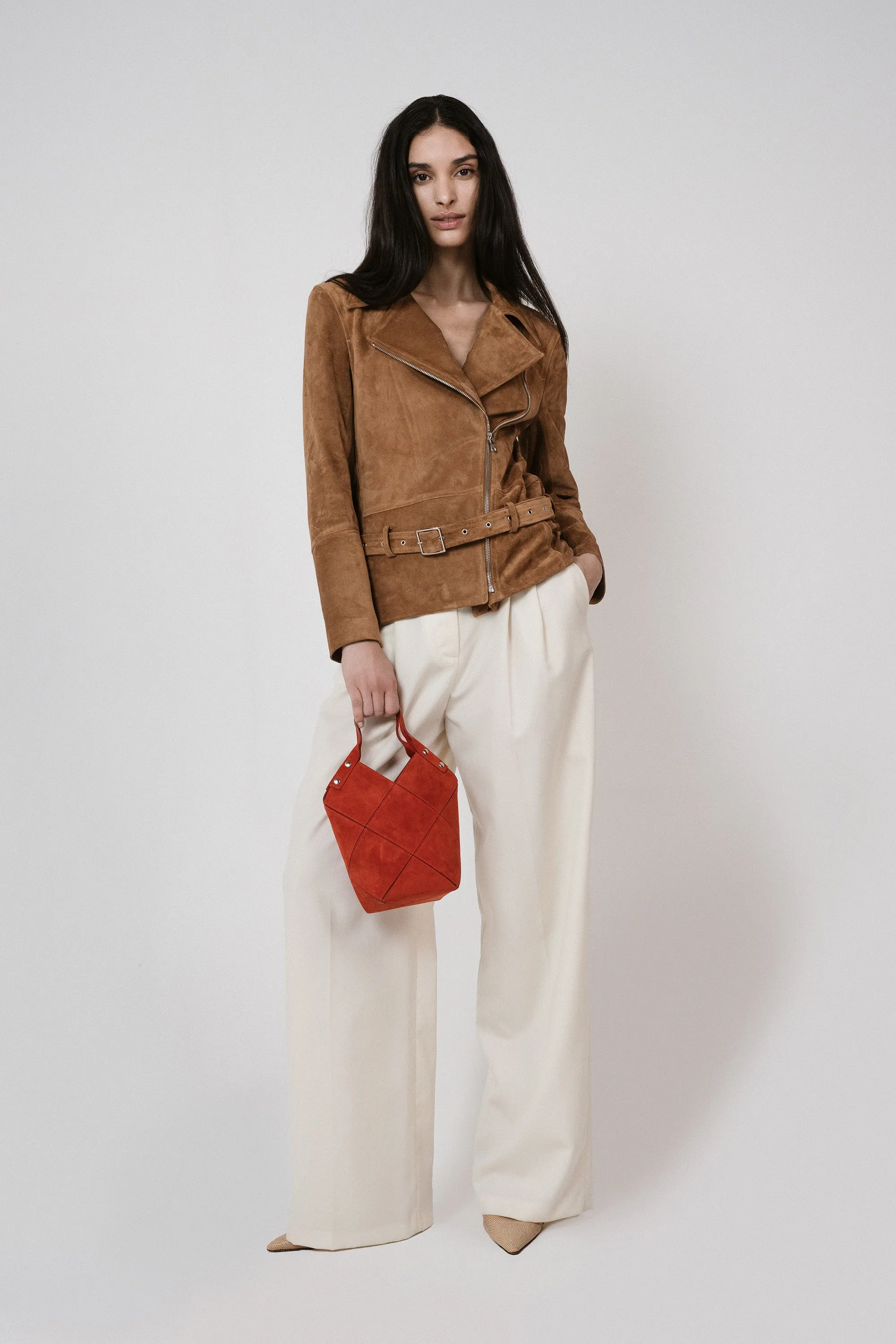 Mini Fiona Tote in Blood Orange Suede