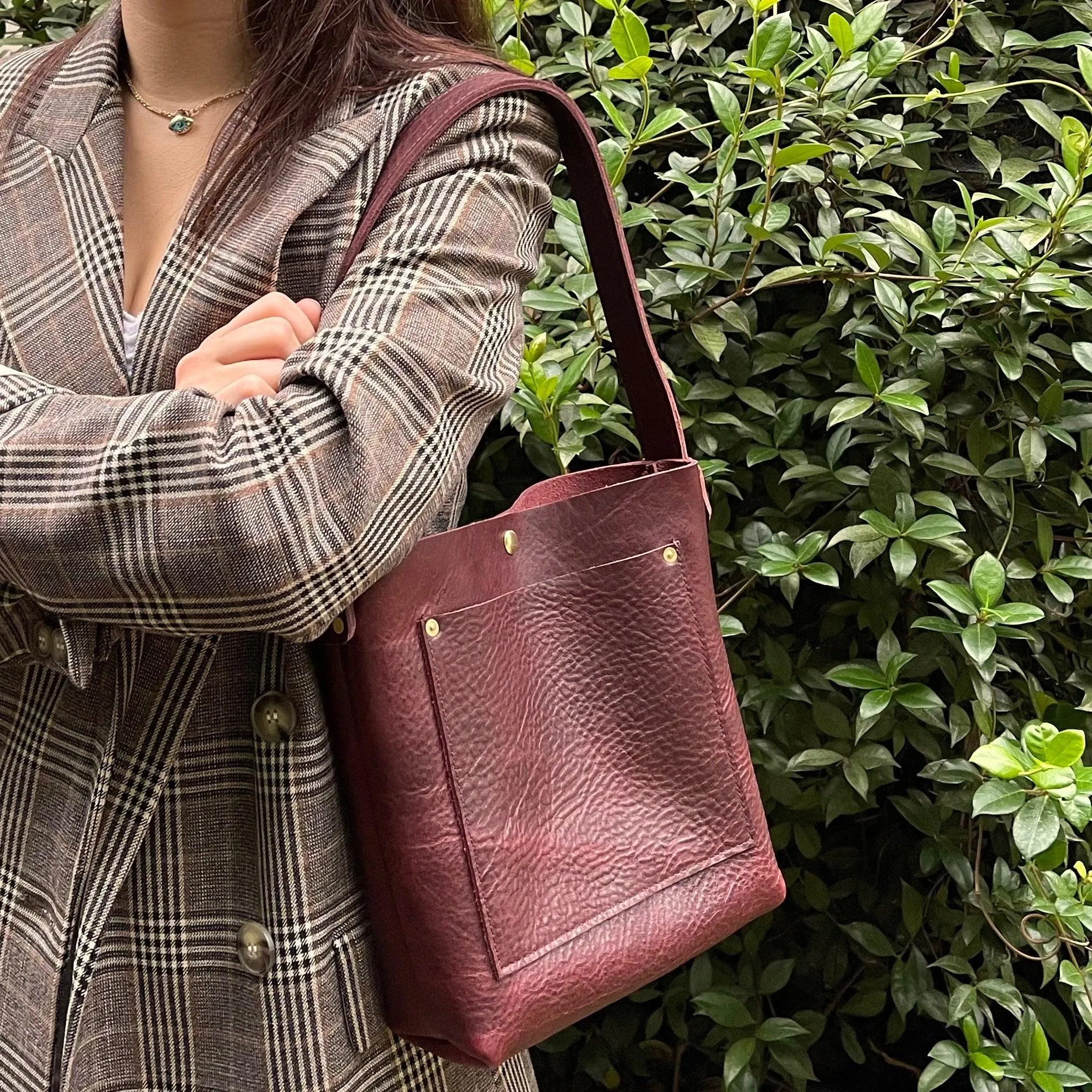 Mini Hobo Tote in Burgundy