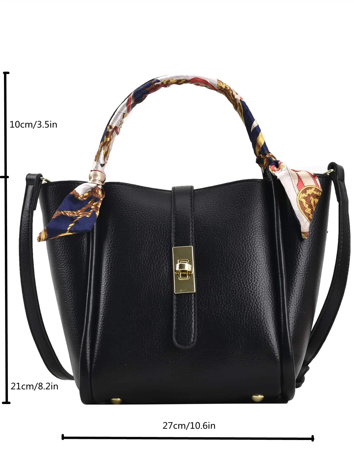 Mini Lychee Embossed Square Bag - Black