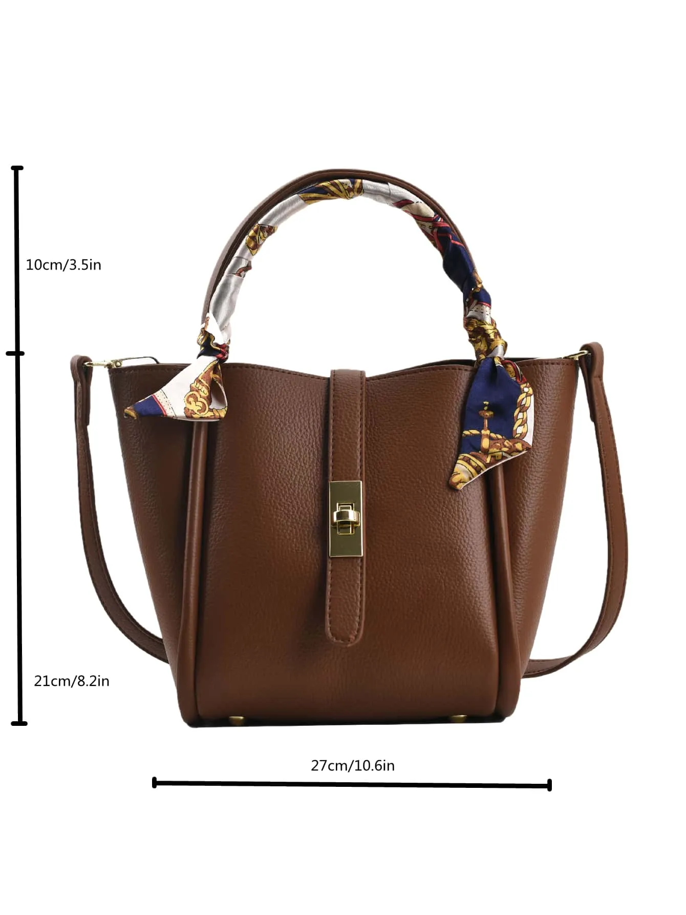 Mini Lychee Embossed Square Bag - Brown- FD ⚡