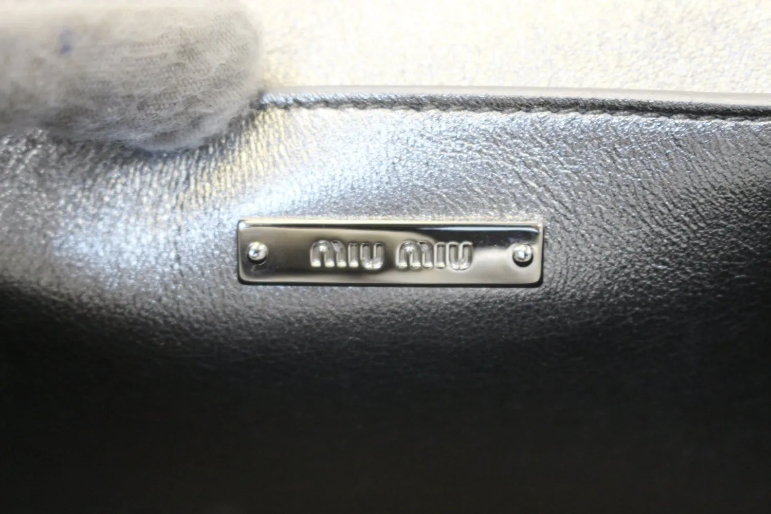 MIU MIU Silver Leather Matelasse Miu Lady Crossbody Bag