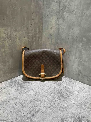 Miumiu Vintage Brown Leather Messenger Bag Medium