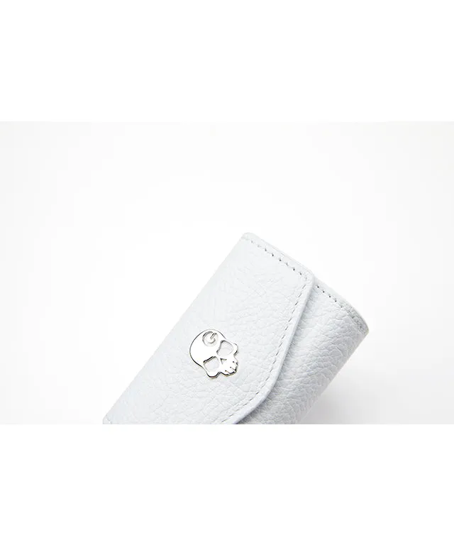Monster G Italian Genuine Leather Golf Clip Type Ball Pouch White