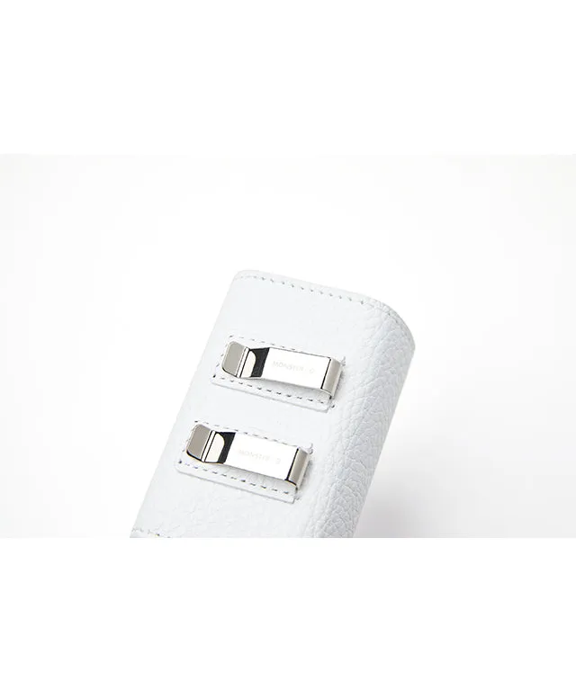 Monster G Italian Genuine Leather Golf Clip Type Ball Pouch White