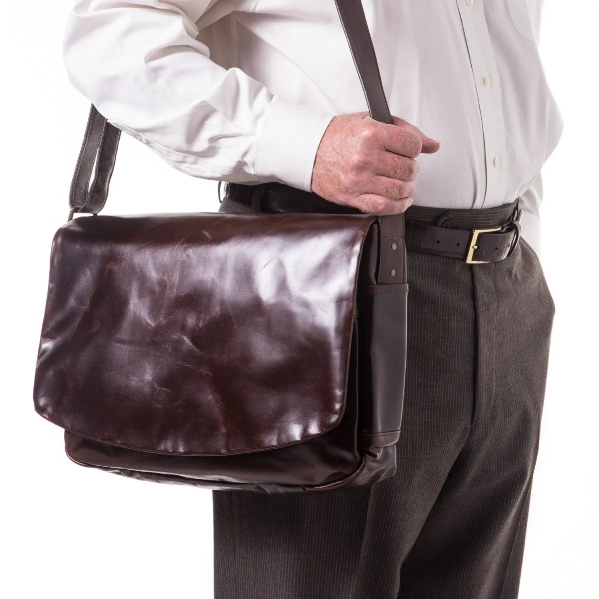 Moore and Giles Sackett Classic Messenger Bag, Brompton Brown