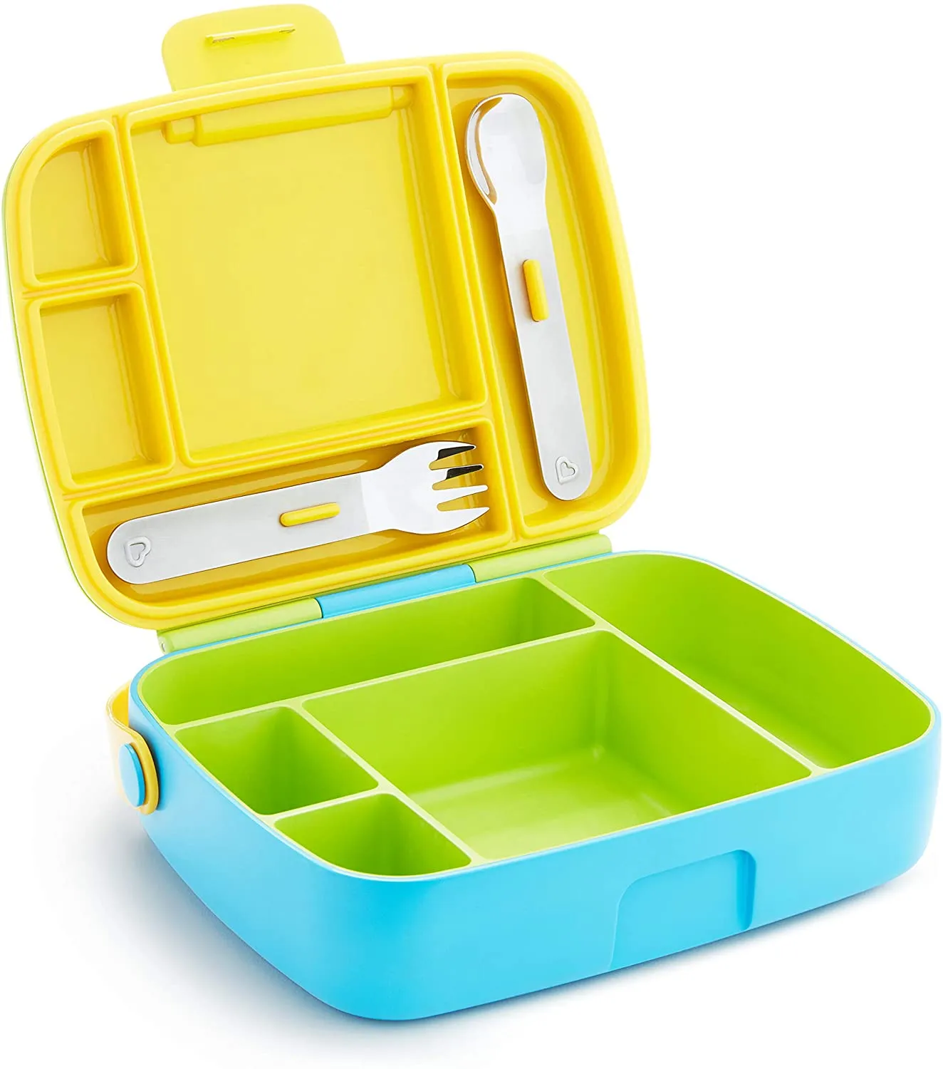 Munchkin Lunch Bento Box with stainless steel utensils, Green! Retails $30 