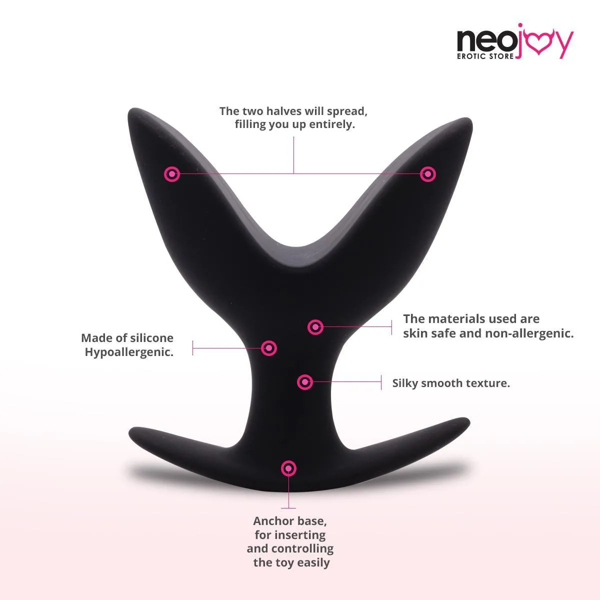 Neojoy Super Expandable Butt Plug Silicone Black With Flat Base Extra Large