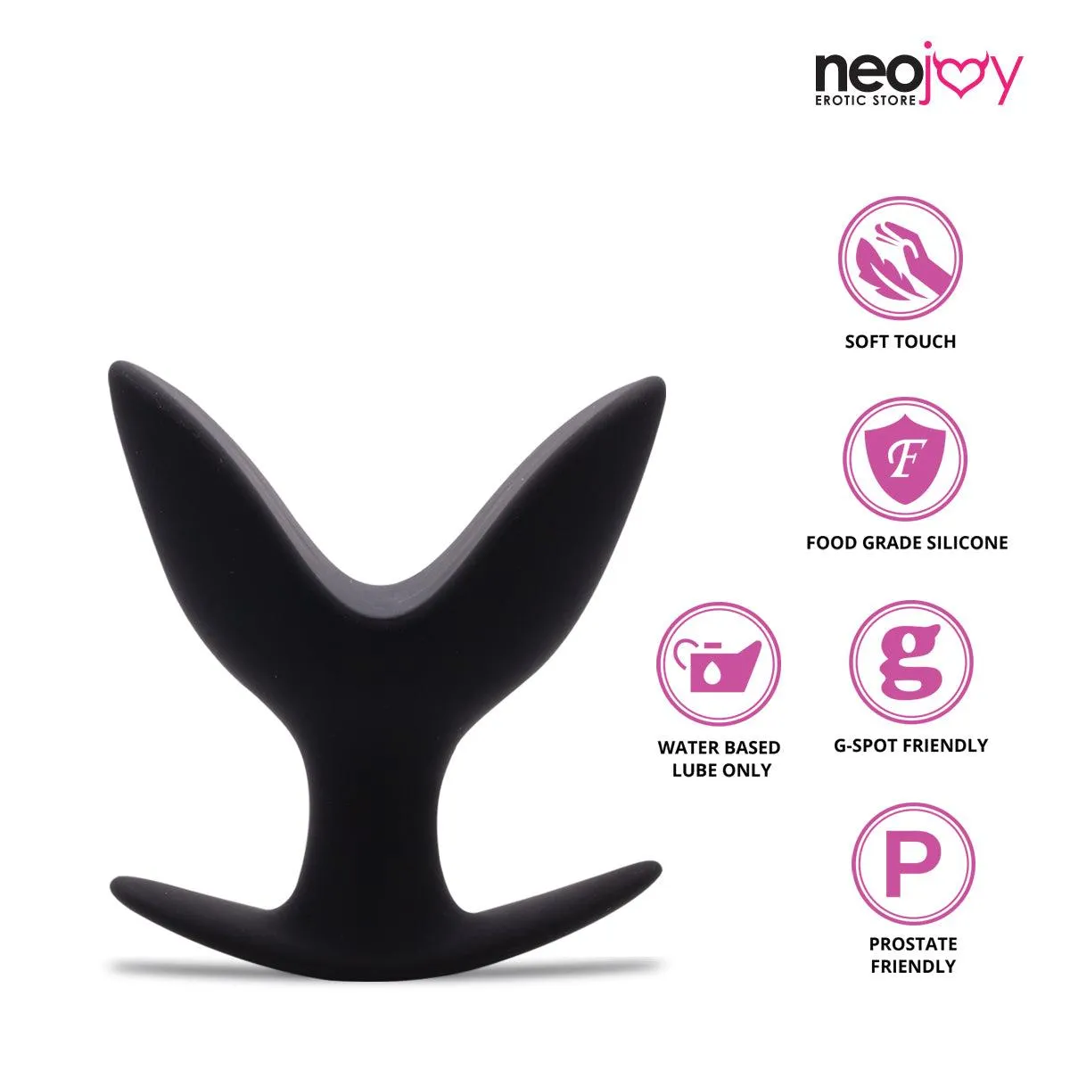 Neojoy Super Expandable Butt Plug Silicone Black With Flat Base Extra Large