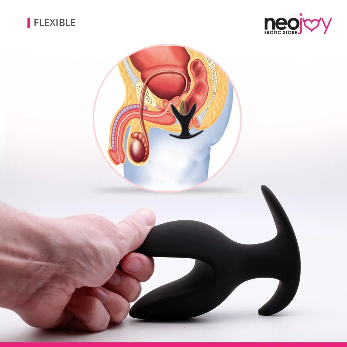 Neojoy Super Expandable Butt Plug Silicone Black With Flat Base Extra Large