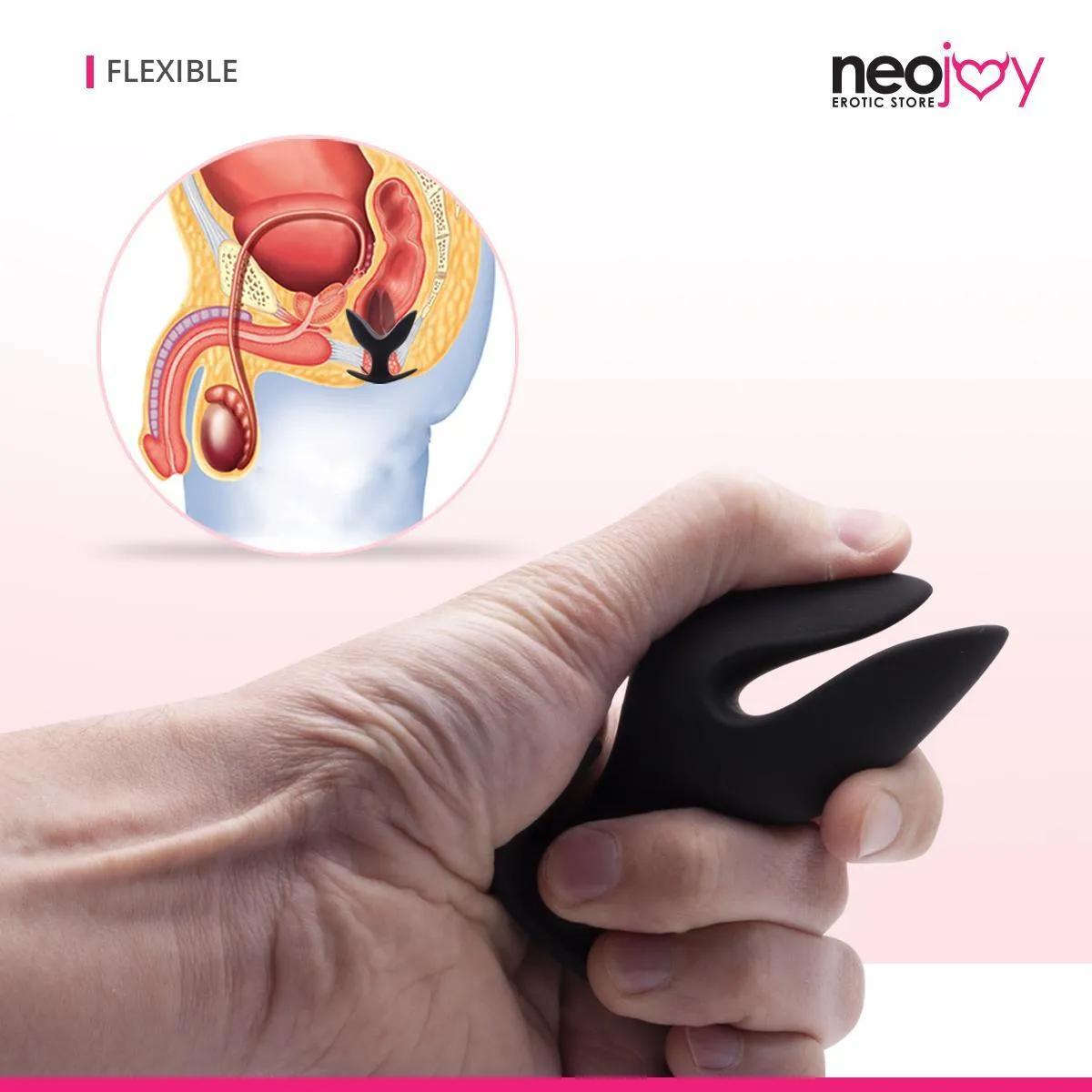 Neojoy Super Expandable Butt Plug Silicone Black With Flat Base Medium