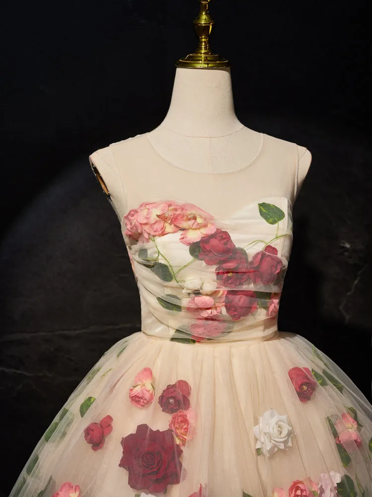 New Arrival Floral Sleeveless A Line Short Homecoming Dresses