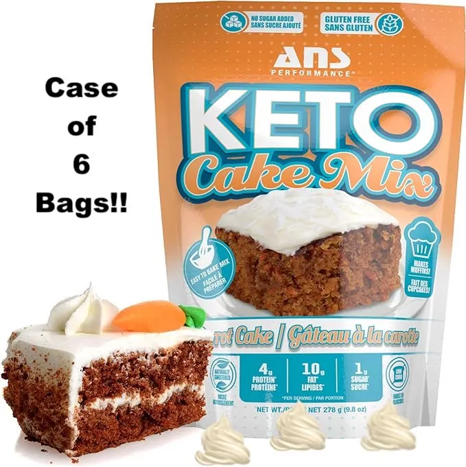 New CASE OF 6 BAGS! ANS Performance Carrot Muffin/Cake Mix - Naturally Sweetened - Gluten-Free Treat - Vegetarian Friendly - BB 02/24 Retails $78 