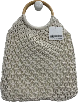 New Look White Crochet Circle Handle Bag