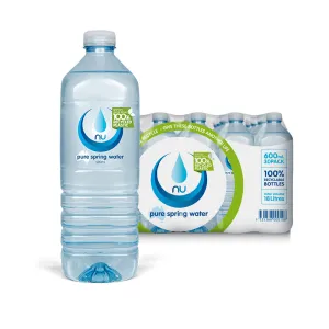 Nu Pure Spring Water - 30 Bottles x 600ml
