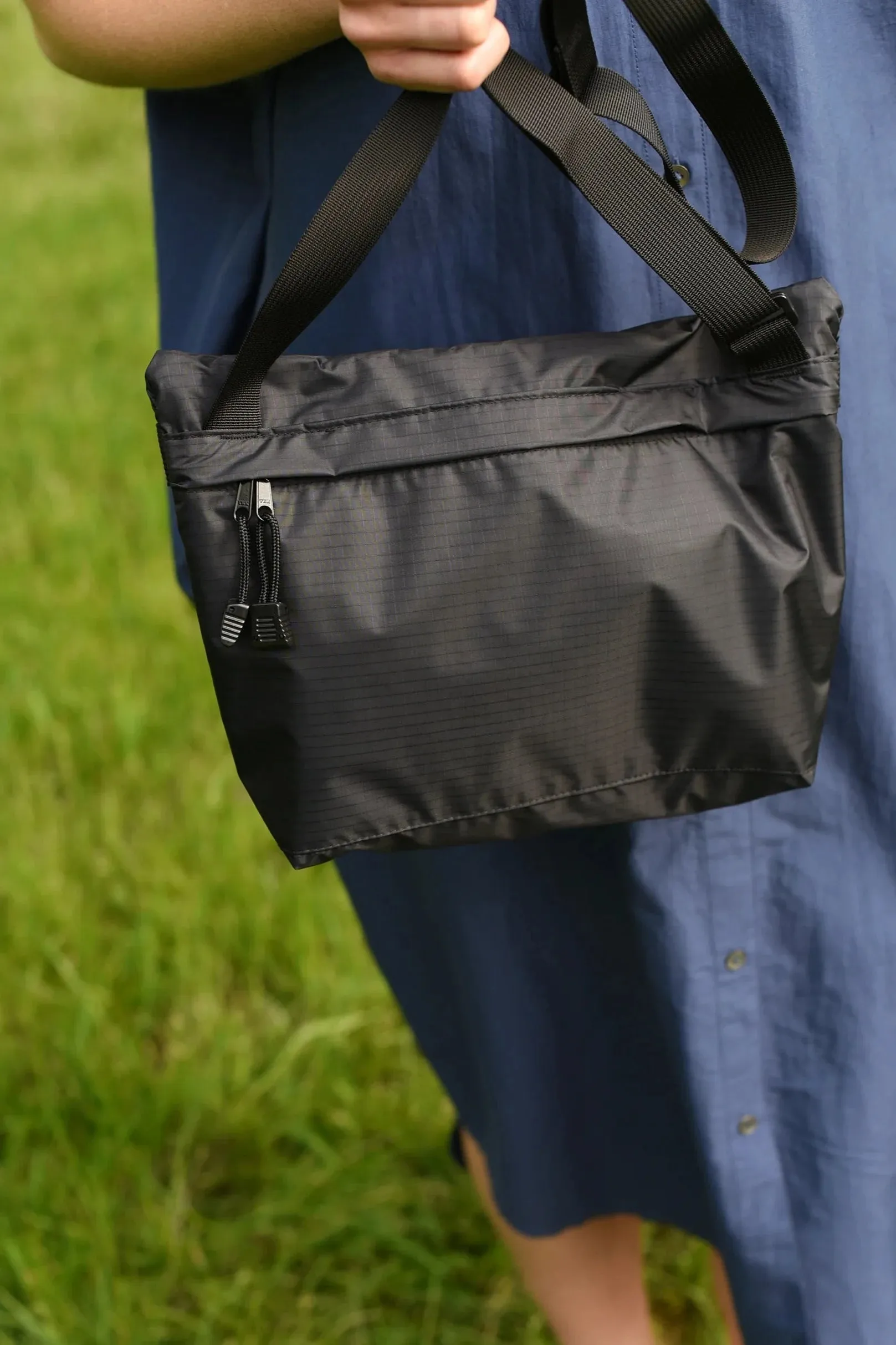 Nylon Crossbody Bag, Black/Black